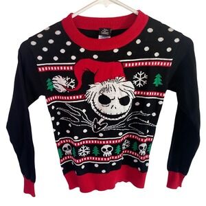 Disney Nightmare Before Christmas Skellington Kids Ugly Christmas Sweater S 6-6X